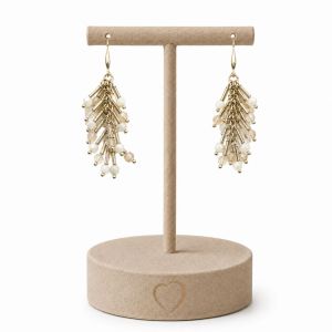 Boucles d’oreilles pendantes IKITA perles ivoire - bijou unique