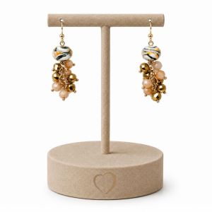 Boucles d’oreilles pendantes IKITA perles dorées - bijou unique