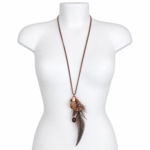 Collier long plume bohème - bijou unique