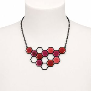 Collier Nid d’Abeille Rouge IKITA - bijou unique