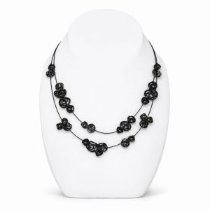 Collier noir floral double rang Ikita - bijou unique