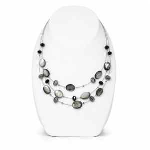 Collier multi-rangs opale grise - bijou unique