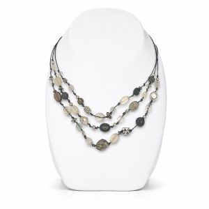 Collier multi-rangs perles & nuances grises - bijou unique