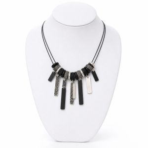 Collier multi-pendants noir & argent - bijou unique