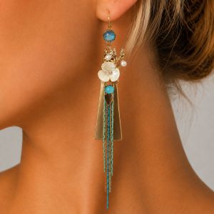 Boucles d’oreilles Fleur Lagune IKITA - bijou unique Ikita