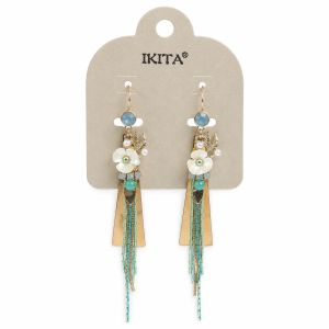 Boucles d’oreilles Fleur Lagune IKITA - bijou unique