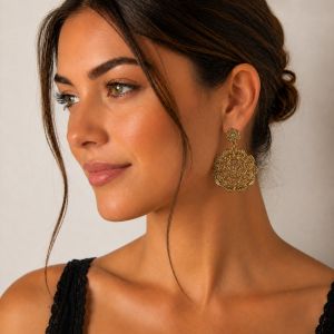 Boucles d’oreilles Dentelle Dorée IKITA - bijou unique