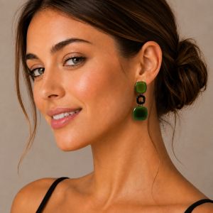 Boucles Vert Profond IKITA - bijou unique