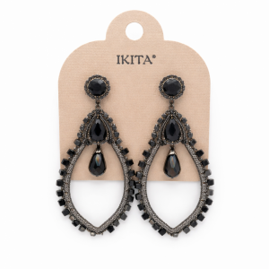 Boucles d’oreilles Ikita pendantes noires et gris anthracite - bijou unique