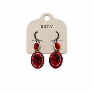 Boucles d’oreilles IKITA rouge & noir ovales - bijou unique