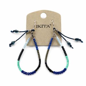 Boucles IKITA perles bleues - bijou unique