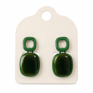 Boucles géométriques vert émail IKITA - bijou unique