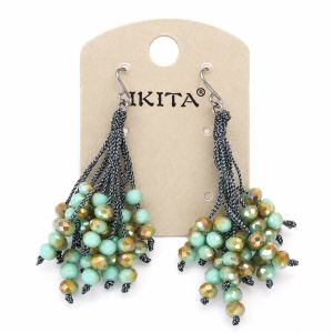 Boucles d’oreilles pendantes perles turquoise IKITA - bijou unique