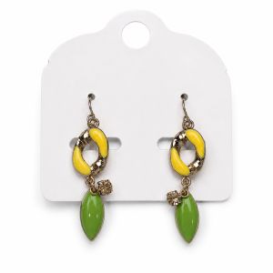 Boucles d’oreilles pendantes émail vert IKITA - bijou unique