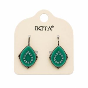 Boucles dormeuses goutte verte IKITA - bijou unique