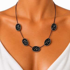 Collier Graphique Noir IKITA - bijou unique