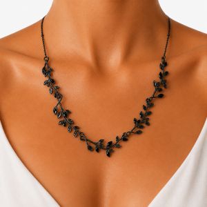 Collier Feuillage Noir IKITA - bijou unique