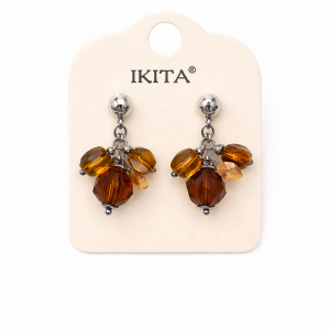 Boucles d’oreilles Ikita pendantes perles ambrées - bijou unique