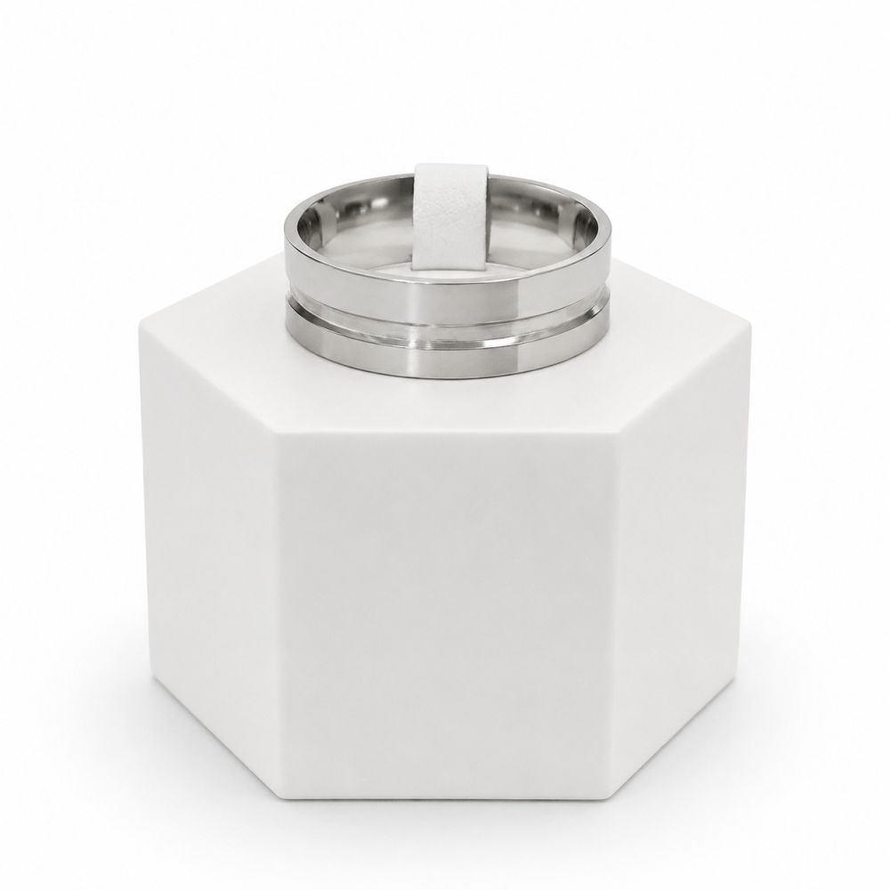 Bague Acier Relief Central T53 ⌀17mm - bijou unique