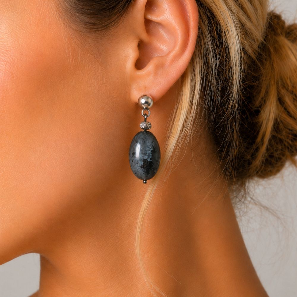 Boucles d’oreilles Nuit Argentée IKITA - bijou unique